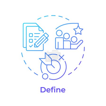 Sigma definiert ein blaues Gradienten-Konzept-Symbol. Qualitätsmanagement. Kundenservice, User Experience. Abbildung der runden Formlinie. Abstrakte Idee. Grafikdesign. Einfach zu bedienen in Infografik, Artikel