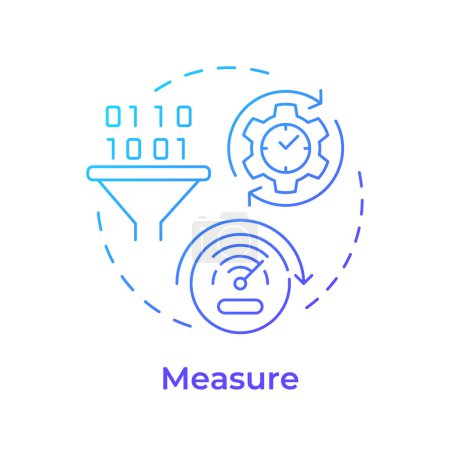 Sigma mide el icono del concepto de gradiente azul. Control de negocio, gestión de calidad. Datos impulsados. Ilustración de línea de forma redonda. Una idea abstracta. Diseño gráfico. Fácil de usar en infografía, artículo
