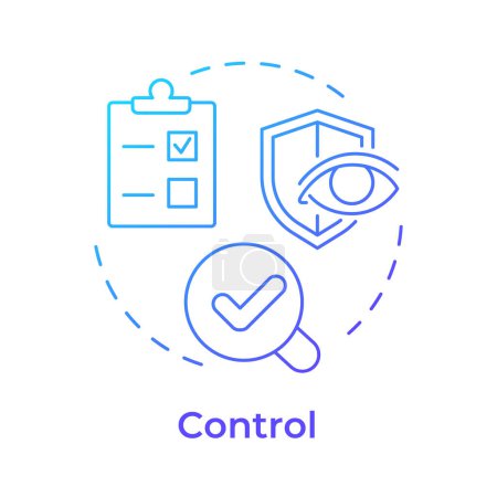 DMAIC Control Phase Blue Gradient Concept Symbol. Qualitätsüberwachung, Prozessmanagement. Aufgabenerfüllung. Abbildung der runden Formlinie. Abstrakte Idee. Grafikdesign. Einfach zu bedienen in der Infografik