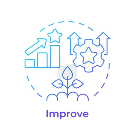 DMAIC improve phase blue gradient concept icon. Solution development, profitability. Operational efficiency. Round shape line illustration. Abstract idea. Graphic design. Easy to use in infographic