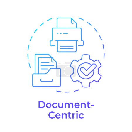 Illustration for Document-centric blue gradient concept icon. Office workflow organization. Data analytics. Round shape line illustration. Abstract idea. Graphic design. Easy to use in infographic, article - Royalty Free Image