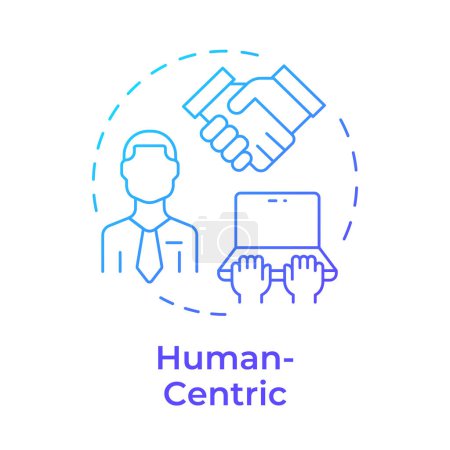 Illustration for Human-centric blue gradient concept icon. Business process management. Workflow efficiency. Round shape line illustration. Abstract idea. Graphic design. Easy to use in infographic, article - Royalty Free Image