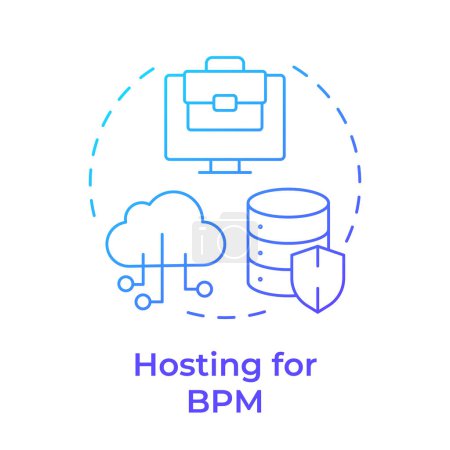 Illustration for Hosting for BPM blue gradient concept icon. Cloud computing security. Data encryption. Round shape line illustration. Abstract idea. Graphic design. Easy to use in infographic, article - Royalty Free Image
