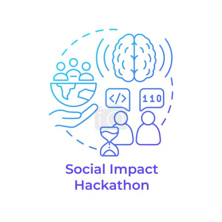 Social impact hackathon blue gradient concept icon. Addressing social issues. Community development. Round shape line illustration. Abstract idea. Graphic design. Easy to use in website