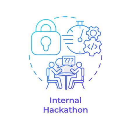 Internal hackathon blue gradient concept icon. Corporate event. Employees engagement. Brainstorming. Round shape line illustration. Abstract idea. Graphic design. Easy to use in promotional materials