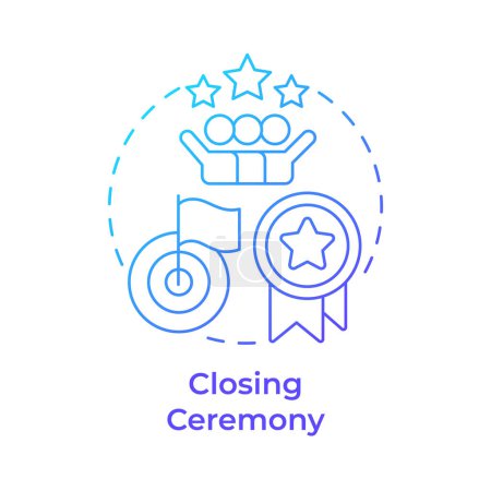 Closing ceremony blue gradient concept icon. Hackathon completion. Award ceremony. Winning team. Round shape line illustration. Abstract idea. Graphic design. Easy to use in promotional materials