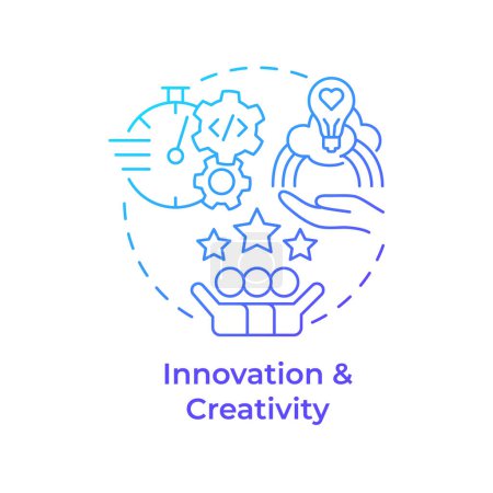 Innovation und Kreativität Blue Gradient Concept Symbol. Hackathon profitieren. Ideenaustausch. Abbildung der runden Formlinie. Abstrakte Idee. Grafikdesign. Einfache Verwendung in Werbematerialien