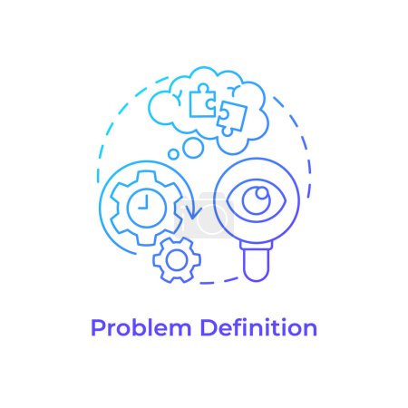 Ilustración de Definición de problema icono de concepto de gradiente azul. Desafío Hackathon. Entendiendo el tema. Ilustración de línea de forma redonda. Una idea abstracta. Diseño gráfico. Fácil de usar en materiales promocionales - Imagen libre de derechos