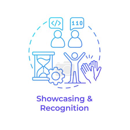Showcasing and recognition blue gradient concept icon. Hackathon benefit. Programming skills. Round shape line illustration. Abstract idea. Graphic design. Easy to use in promotional materials