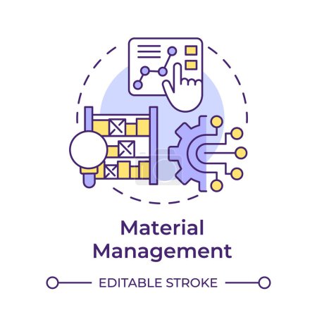 Material management multi color concept icon. Supply chain logistics. Resource planning. Round shape line illustration. Abstract idea. Graphic design. Easy to use in infographic, article
