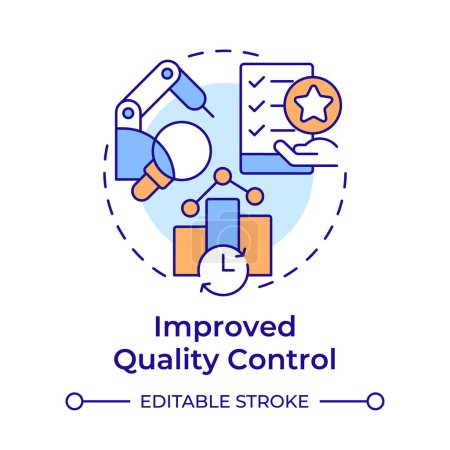 Improved quality control multi color concept icon. Performance analysis, inventory management. Round shape line illustration. Abstract idea. Graphic design. Easy to use in infographic, article