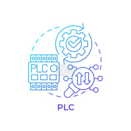 PLC blue gradient concept icon. Programmable logic controller. Manufacturing control system. Round shape line illustration. Abstract idea. Graphic design. Easy to use in infographic, article