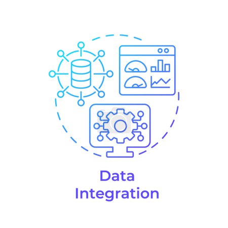 Data integration blue gradient concept icon. Performance analysis, productivity enhance. Round shape line illustration. Abstract idea. Graphic design. Easy to use in infographic, article