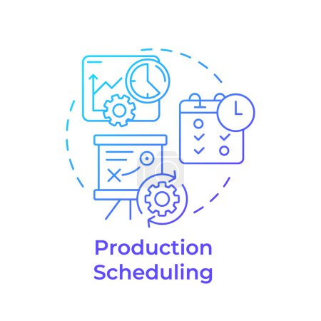 Production scheduling blue gradient concept icon. Manufacturing operations, capacity planning. Operational goals. Round shape line illustration. Abstract idea. Graphic design. Easy to use in article