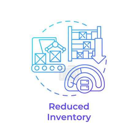 Reduced inventory blue gradient concept icon. Supply chain management. Production processes optimization. Round shape line illustration. Abstract idea. Graphic design. Easy to use in infographic