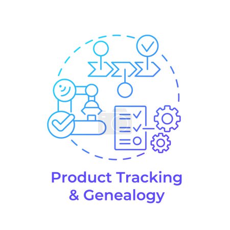 Product tracking and genealogy blue gradient concept icon. Traceability manufacturing. Task accomplishment. Round shape line illustration. Abstract idea. Graphic design. Easy to use in infographic