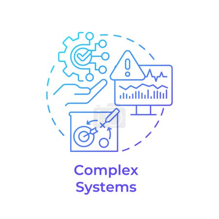 Komplexe Systeme blaues Gradienten-Konzept Symbol. Kapazitätsplanung, moderne Industrie. Datenmanagement. Abbildung der runden Formlinie. Abstrakte Idee. Grafikdesign. Einfach zu bedienen in Infografik, Artikel