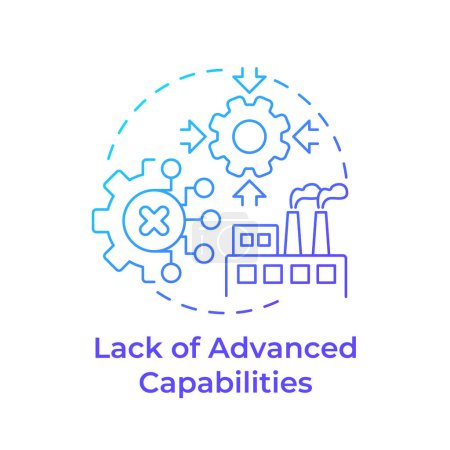 Lack of advanced capabilities blue gradient concept icon. Production processes optimization. Round shape line illustration. Abstract idea. Graphic design. Easy to use in infographic, article