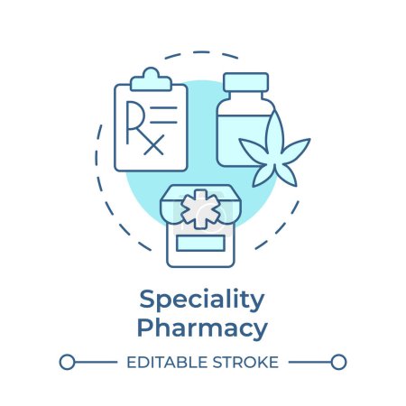 Speciality pharmacy soft blue concept icon. Medication administration, longterm care. Round shape line illustration. Abstract idea. Graphic design. Easy to use in infographic, article