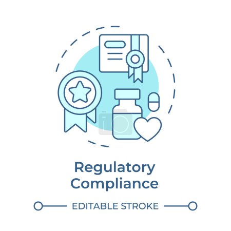 Regulatory compliance soft blue concept icon. Industry standard, drug labeling. Medication safety. Round shape line illustration. Abstract idea. Graphic design. Easy to use in infographic, article
