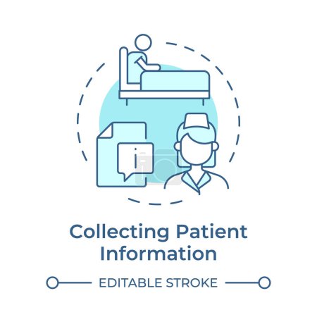 Collecting patient information soft blue concept icon. Elderly patient medication. Round shape line illustration. Abstract idea. Graphic design. Easy to use in infographic, article