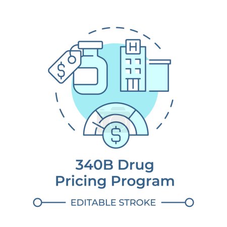 340B Drug pricing program soft blue concept icon. Public service, care facility. Patient support. Round shape line illustration. Abstract idea. Graphic design. Easy to use in infographic, article