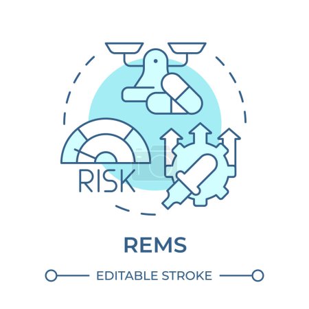 REMS soft blue concept icon. Medication management. Personalized medicine, pharmaceutical services. Round shape line illustration. Abstract idea. Graphic design. Easy to use in infographic, article