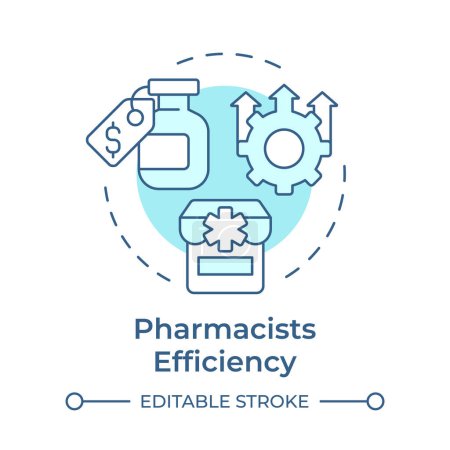 Pharmacists efficiency soft blue concept icon. Efficiency increase, chemist shop. Drug pricing. Round shape line illustration. Abstract idea. Graphic design. Easy to use in infographic, article