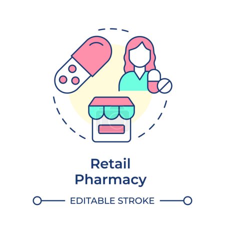 Retail pharmacy multi color concept icon. Healthcare system. Patient support services. Round shape line illustration. Abstract idea. Graphic design. Easy to use in infographic, article