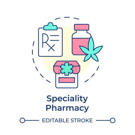 Speciality pharmacy multi color concept icon. Medication administration, longterm care. Round shape line illustration. Abstract idea. Graphic design. Easy to use in infographic, article