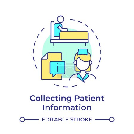 Collecting patient information multi color concept icon. Elderly patient medication. Round shape line illustration. Abstract idea. Graphic design. Easy to use in infographic, article