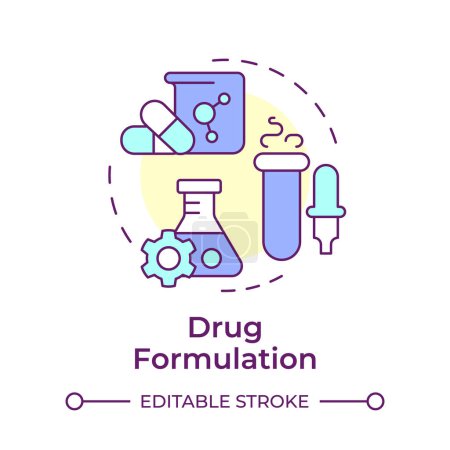 Drug formulation multi color concept icon. Quality management, chemical compounds. Round shape line illustration. Abstract idea. Graphic design. Easy to use in infographic, article