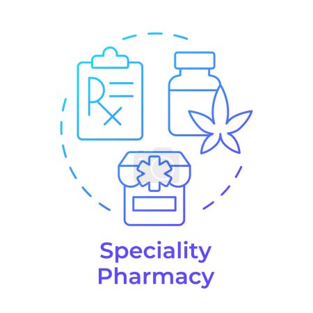Speciality pharmacy blue gradient concept icon. Medication administration, longterm care. Round shape line illustration. Abstract idea. Graphic design. Easy to use in infographic, article