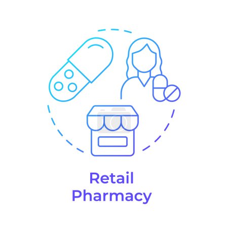 Retail pharmacy blue gradient concept icon. Healthcare system. Patient support services. Round shape line illustration. Abstract idea. Graphic design. Easy to use in infographic, article