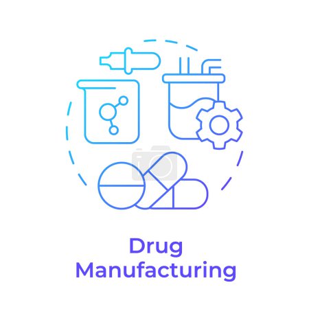Drug manufacturing blue gradient concept icon. Pharmaceutical products, quality control. Round shape line illustration. Abstract idea. Graphic design. Easy to use in infographic, article