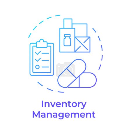 Inventory management blue gradient concept icon. Drug manufacturing, pharmaceutical products. Round shape line illustration. Abstract idea. Graphic design. Easy to use in infographic, article