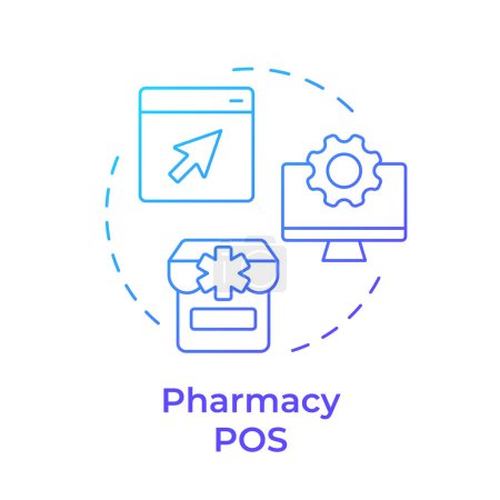 Pharmacy POS blue gradient concept icon. Pharmaceutical retail, prescription management. Round shape line illustration. Abstract idea. Graphic design. Easy to use in infographic, article