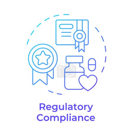 Regulatory compliance blue gradient concept icon. Industry standard, drug labeling. Medication safety. Round shape line illustration. Abstract idea. Graphic design. Easy to use in infographic, article