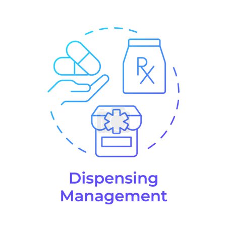Dispensing management blue gradient concept icon. Retail pharmacy, storefront. Pharmaceutical products. Round shape line illustration. Abstract idea. Graphic design. Easy to use in infographic