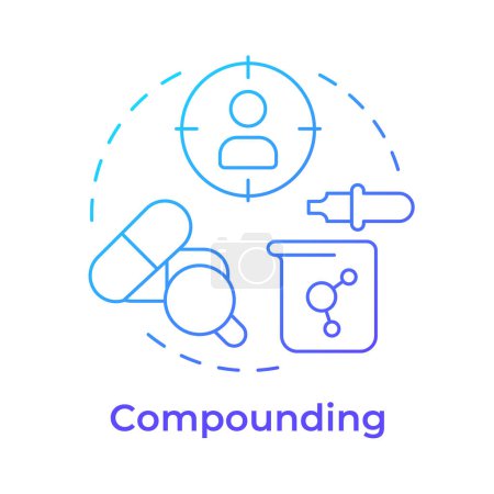 Compounding blue gradient concept icon. Pharmaceutical preparation, making medicine. Round shape line illustration. Abstract idea. Graphic design. Easy to use in infographic, article