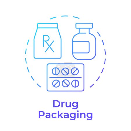 Drup packaging blue gradient concept icon. Pharmaceutical industry. Medication containers. Round shape line illustration. Abstract idea. Graphic design. Easy to use in infographic, article