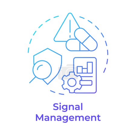 Signal management blue gradient concept icon. Product quality, pharmacovigilance. Risk evaluation. Round shape line illustration. Abstract idea. Graphic design. Easy to use in infographic, article