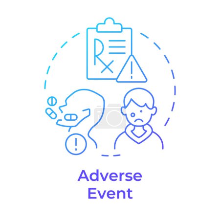 Illustration for Adverse event blue gradient concept icon. Healthcare complications. Pharmaceutical services. Round shape line illustration. Abstract idea. Graphic design. Easy to use in infographic, article - Royalty Free Image