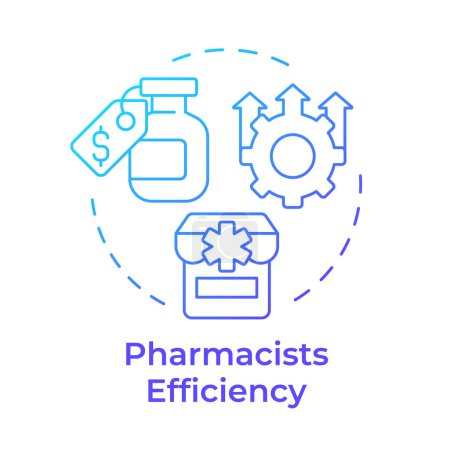 Ilustración de Icono de concepto de gradiente azul de eficiencia farmacéutica. Aumento de la eficiencia, farmacia. Ilustración de línea de forma redonda. Una idea abstracta. Diseño gráfico. Fácil de usar en infografía, artículo - Imagen libre de derechos