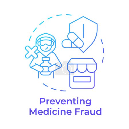 Preventing medicine fraud blue gradient concept icon. Pharmacy storefront, theft prevention. Round shape line illustration. Abstract idea. Graphic design. Easy to use in infographic, article