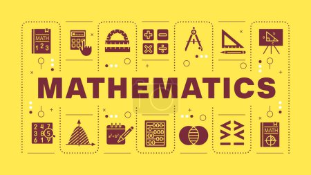 Illustration for Mathematics light orange word concept. Science calculations. Academic discipline, algebra. Visual communication. Vector art with lettering text, editable glyph icons. Hubot Sans font used - Royalty Free Image