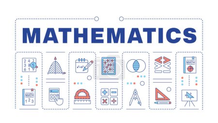 Illustration for Mathematics light orange word concept isolated on white. Science calculations. Academic discipline. Creative illustration banner surrounded by editable line colorful icons. Hubot Sans font used - Royalty Free Image