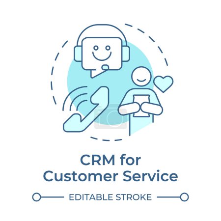 CRM for customer service soft blue concept icon. Consumer satisfaction, client experience. Round shape line illustration. Abstract idea. Graphic design. Easy to use in infographic, presentation