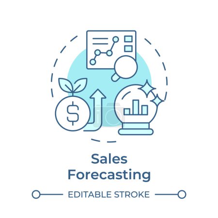 Sales forecasting soft blue concept icon. Business statistics, future revenue. Data analysis. Round shape line illustration. Abstract idea. Graphic design. Easy to use in infographic, presentation