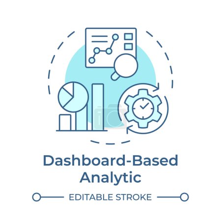 Dashboard based analytic soft blue concept icon. Data preparation, chart creation. Round shape line illustration. Abstract idea. Graphic design. Easy to use in infographic, presentation